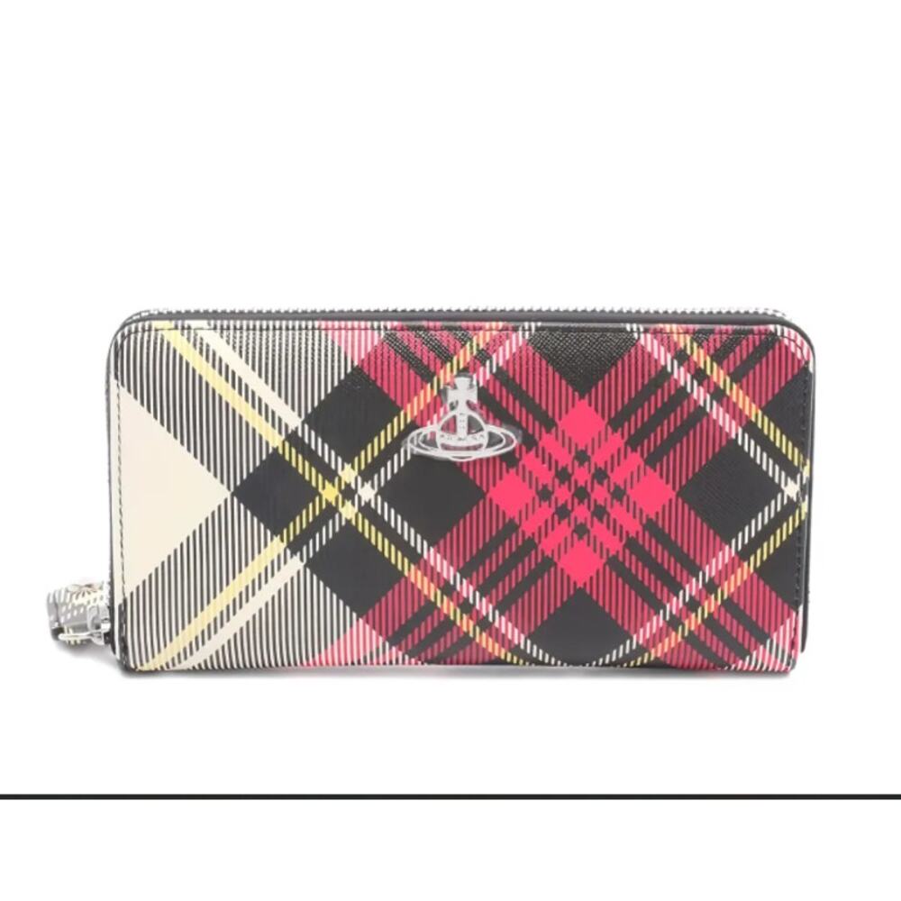 Vivienne Westwood Derby Classic Zip Round Wallet Red Tartan Size OS